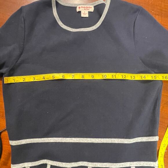 Brooks Brothers Red Fleece Navy Blue & Gray Sweater Dress Pleated Flare S Small - Picture 10 of 11